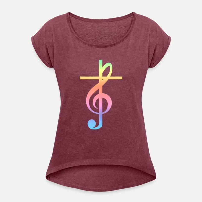 Christian Music Cross Color Treble Clef Musical