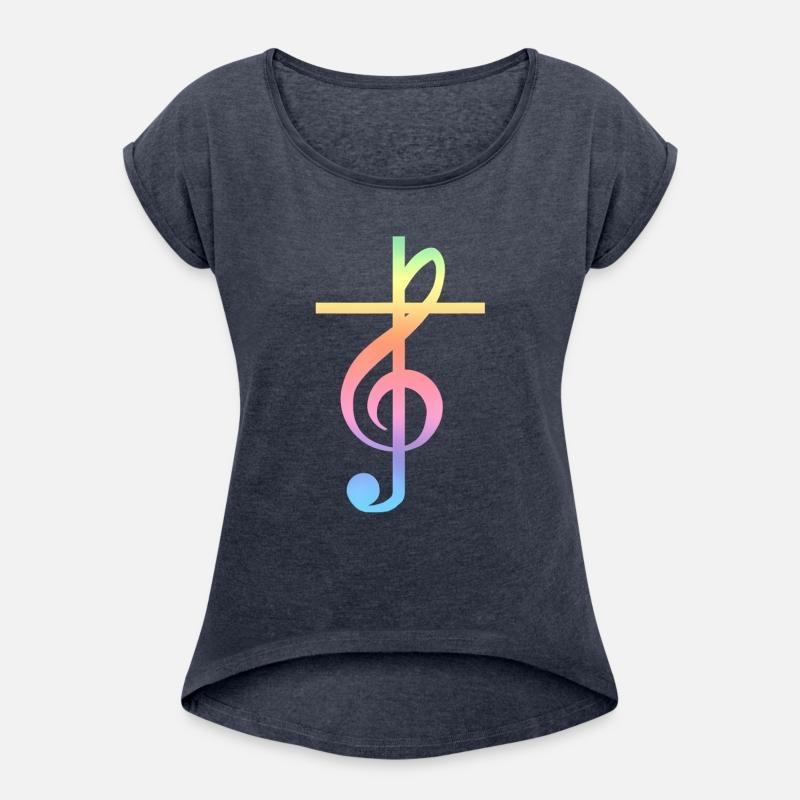 Christian Music Cross Color Treble Clef Musical