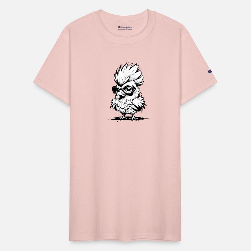 Cool chicken with glasses