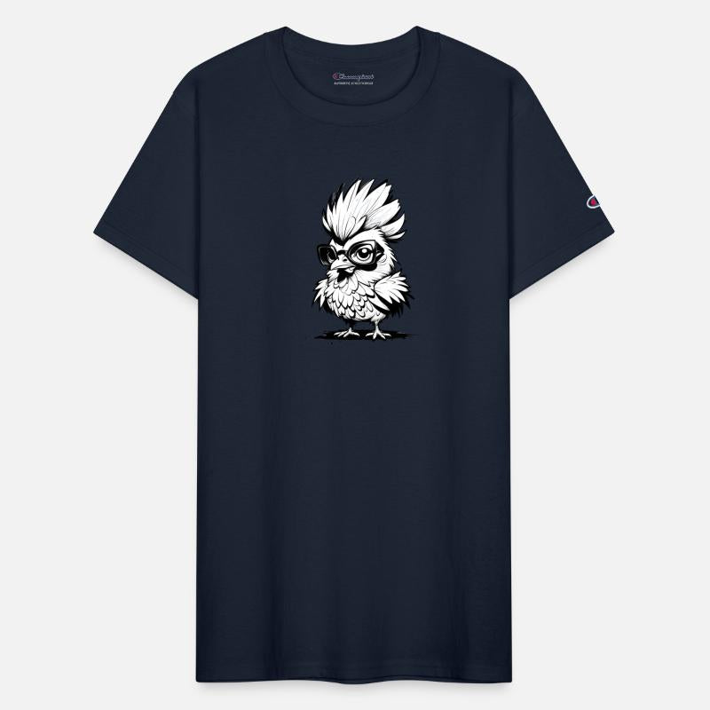 Cool chicken with glasses