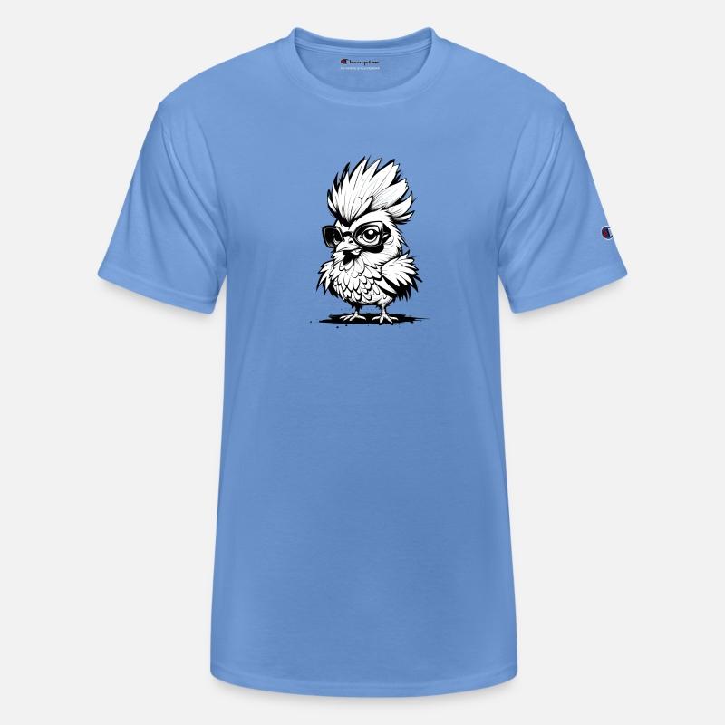 Cool chicken with glasses