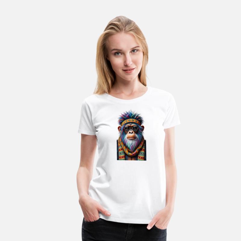 Cool Primate in Colorful Headband and Sunglasses