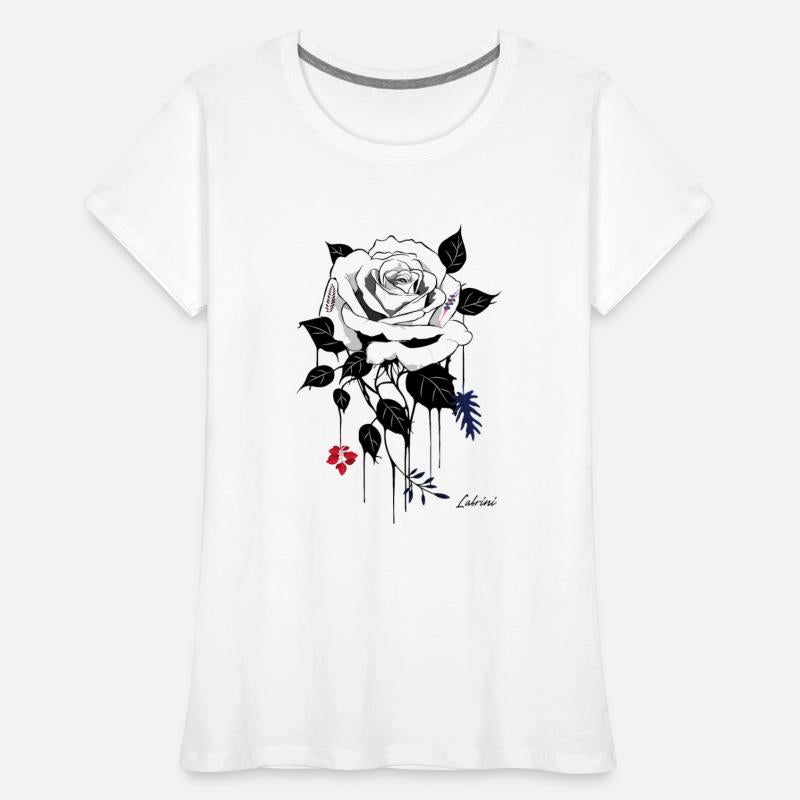 cool white and black rose flower tshirt design