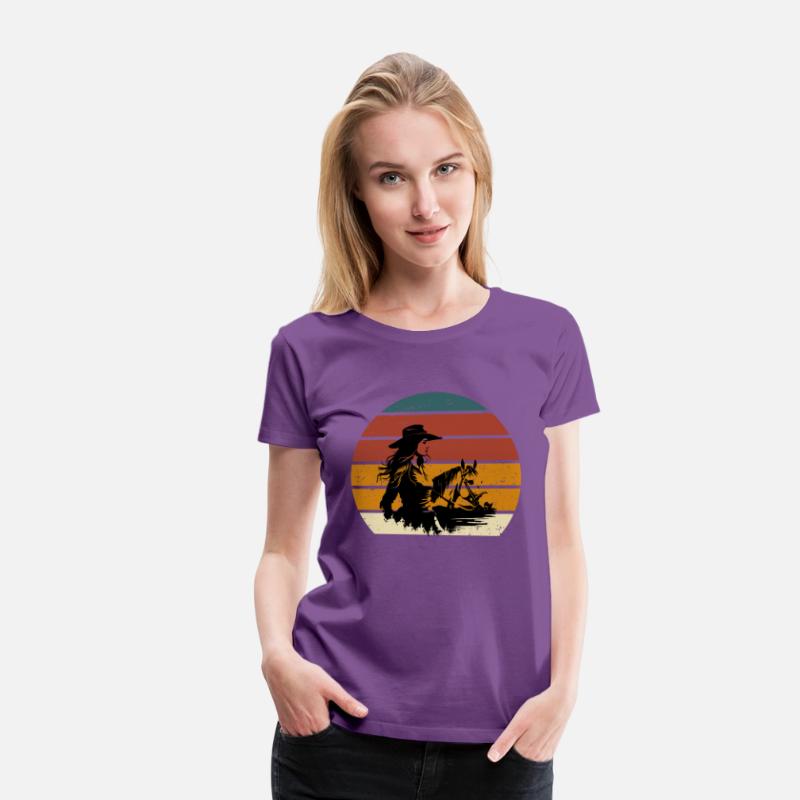 Cowgirl and Horse Vintage Sunset
