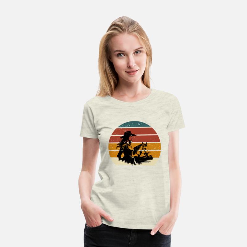 Cowgirl and Horse Vintage Sunset