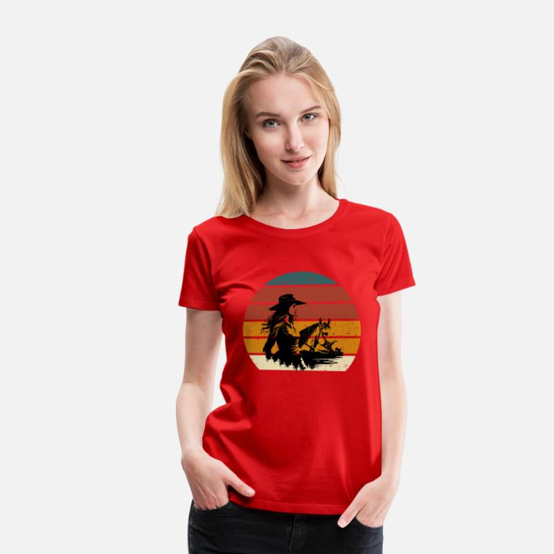 Cowgirl and Horse Vintage Sunset