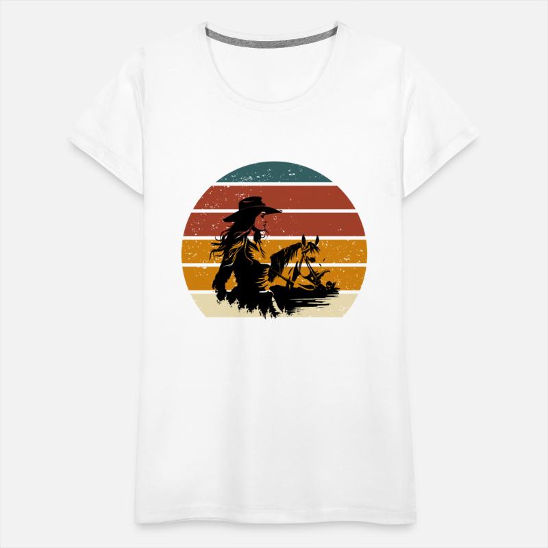 Cowgirl and Horse Vintage Sunset