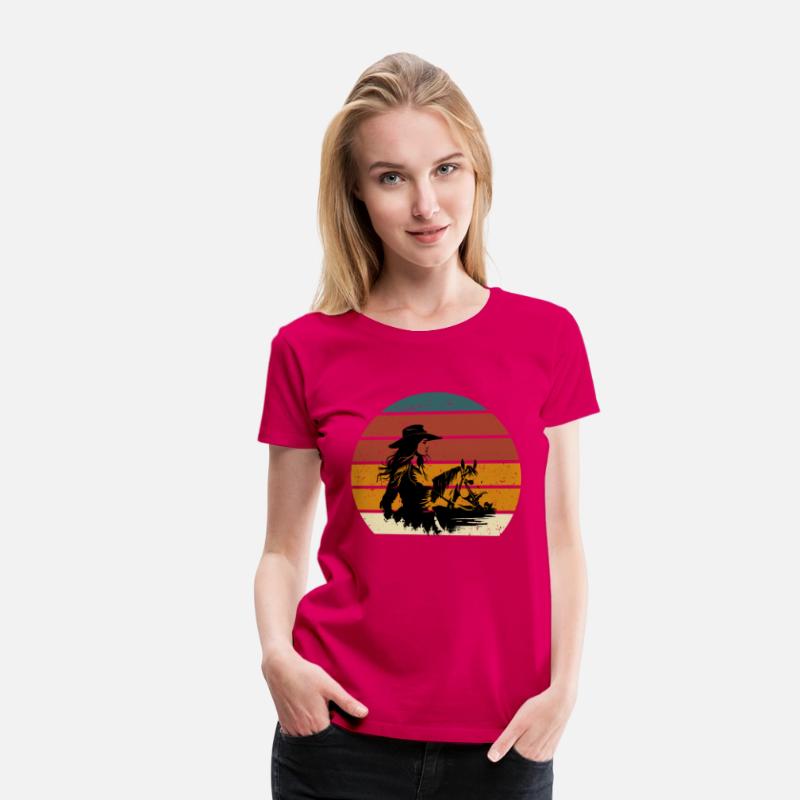 Cowgirl and Horse Vintage Sunset