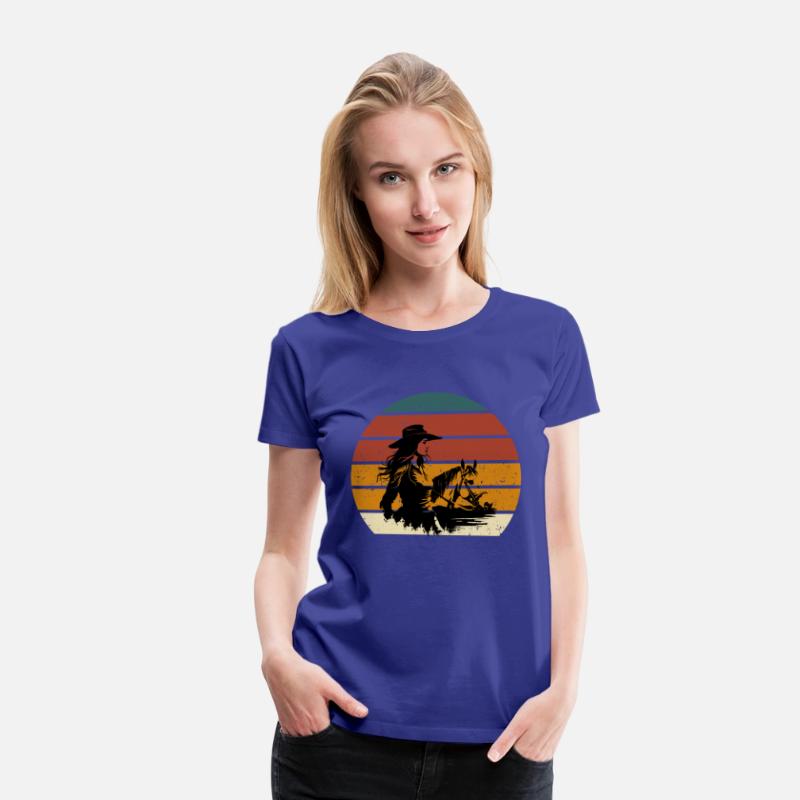 Cowgirl and Horse Vintage Sunset