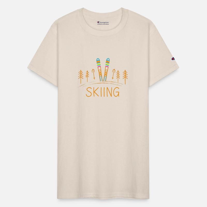 Crayon Illustration Of Vibrant Skis and poles