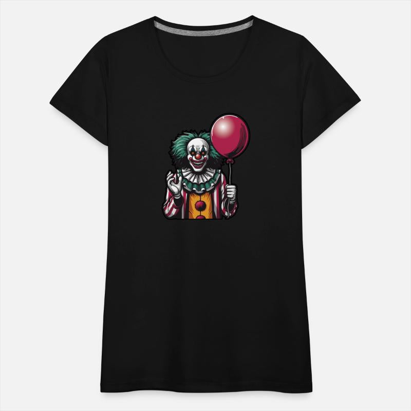 Creepy Cartoon clown with a Red Hair, scary smile