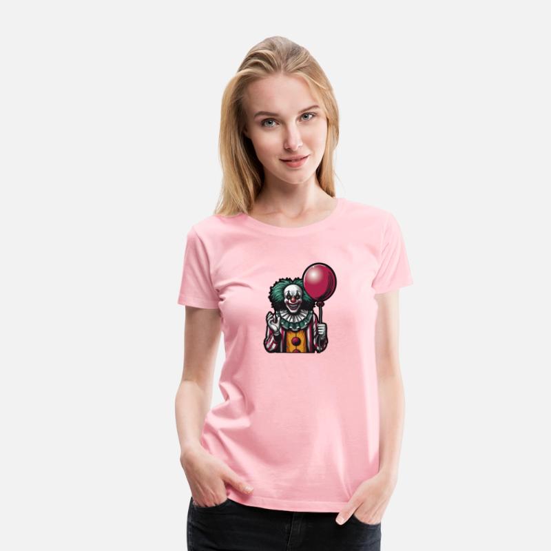 Creepy Cartoon clown with a Red Hair, scary smile