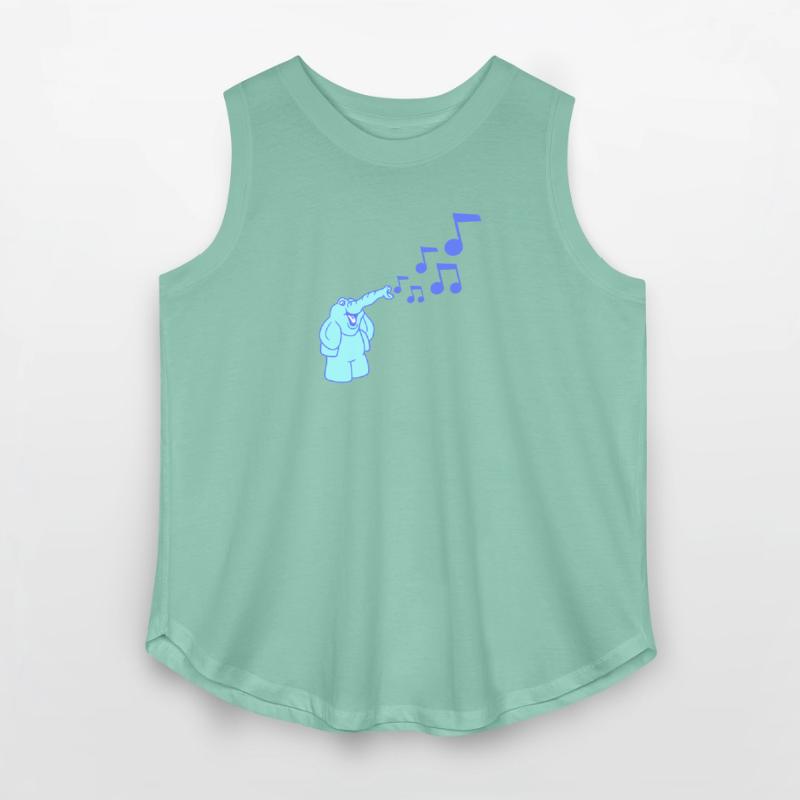 Cute Elephant Music Notes Toot Trunk Trumpet Comic