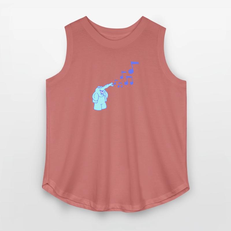 Cute Elephant Music Notes Toot Trunk Trumpet Comic