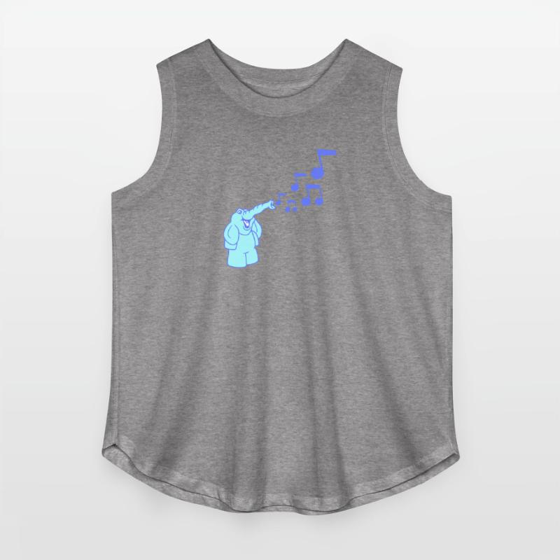 Cute Elephant Music Notes Toot Trunk Trumpet Comic