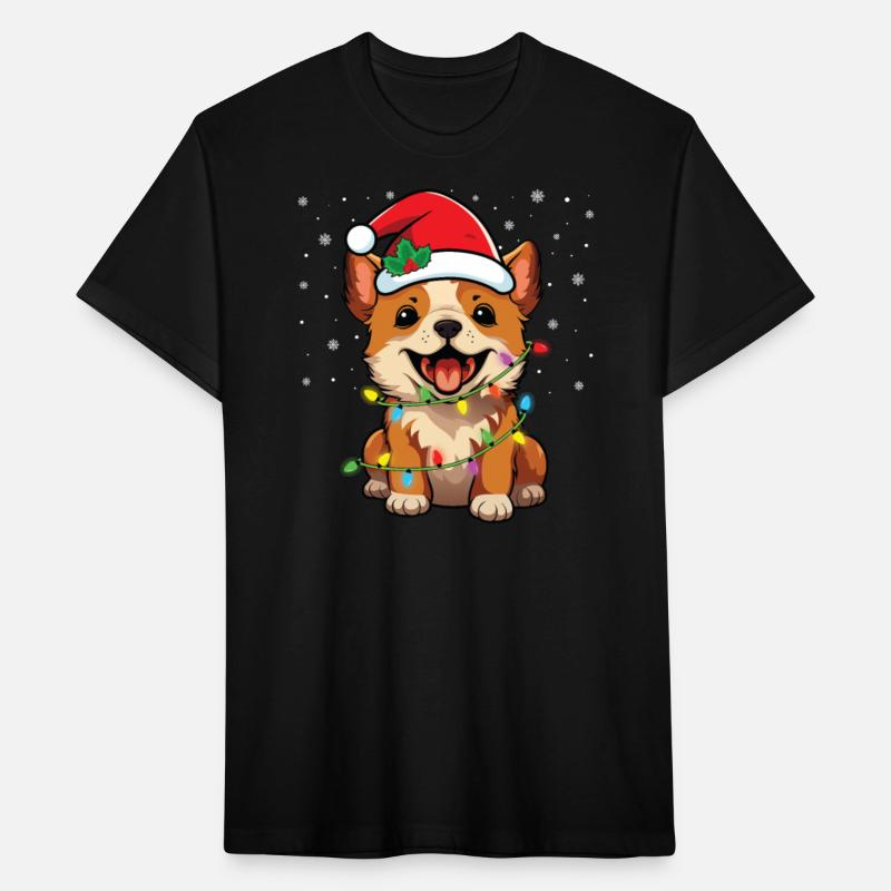 Cute Happy Dog Christmas Lights Santa Dog Hat Love