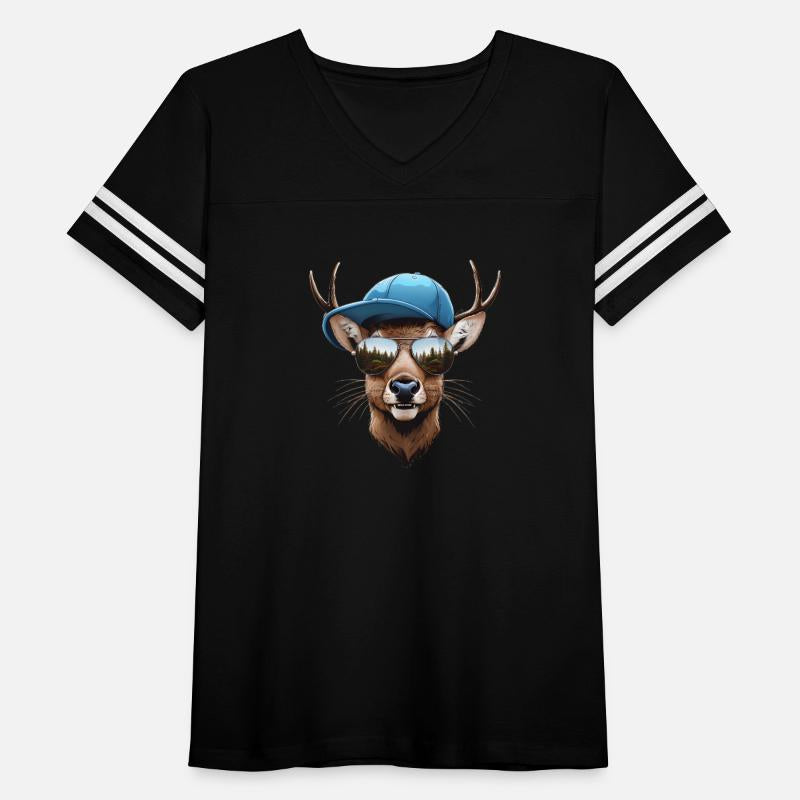 Deer With Blue Cap And Sunglasses Against White