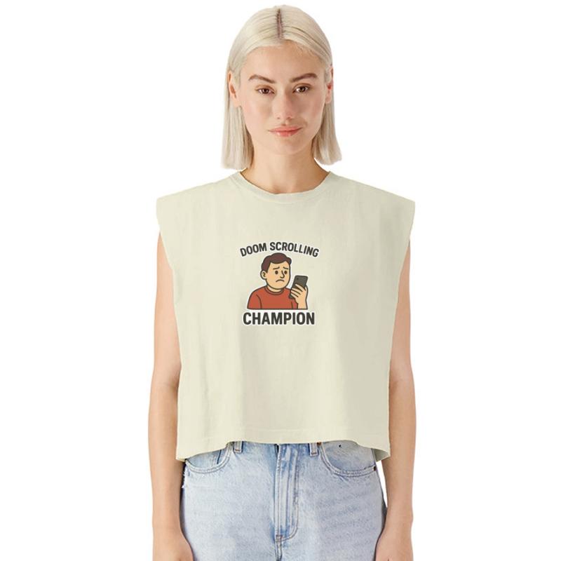 Doom Scrolling Champion Cartoon Design